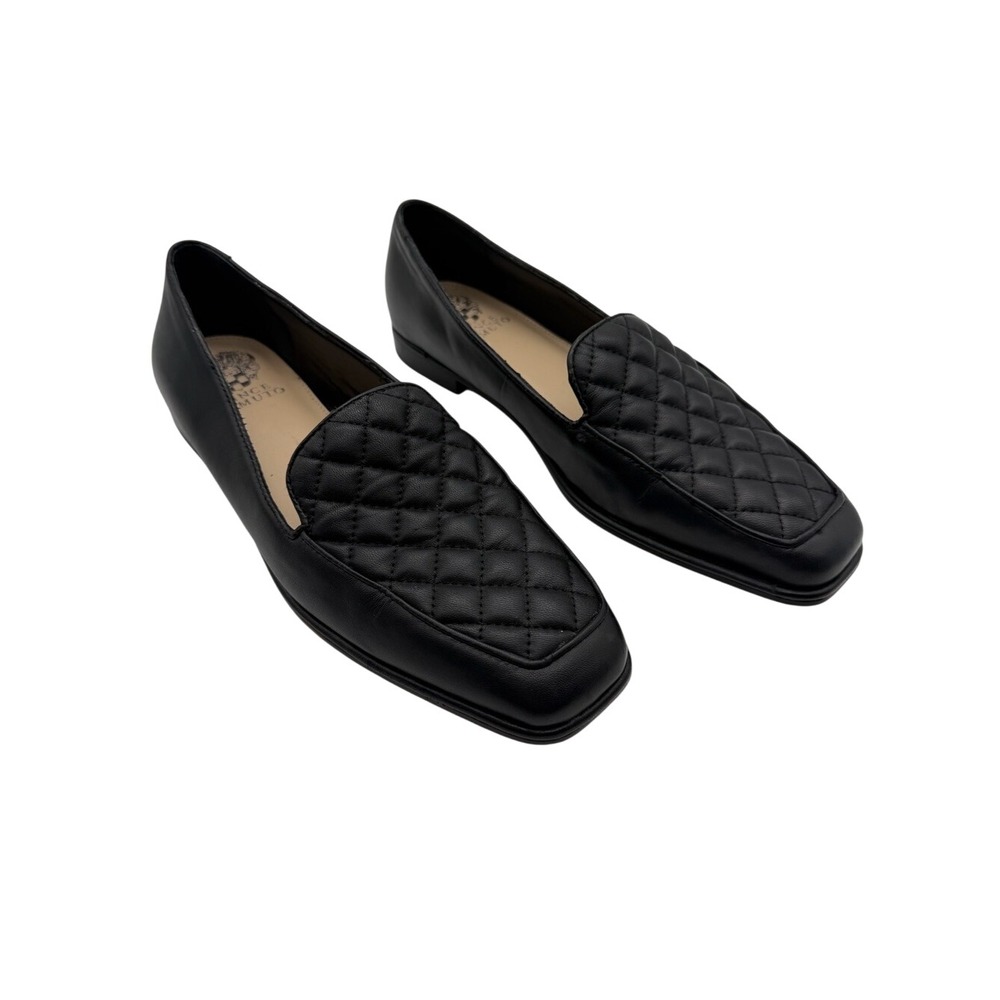Vince Camuto Black Diamond Quilted Soft Leather Loafers 8 M